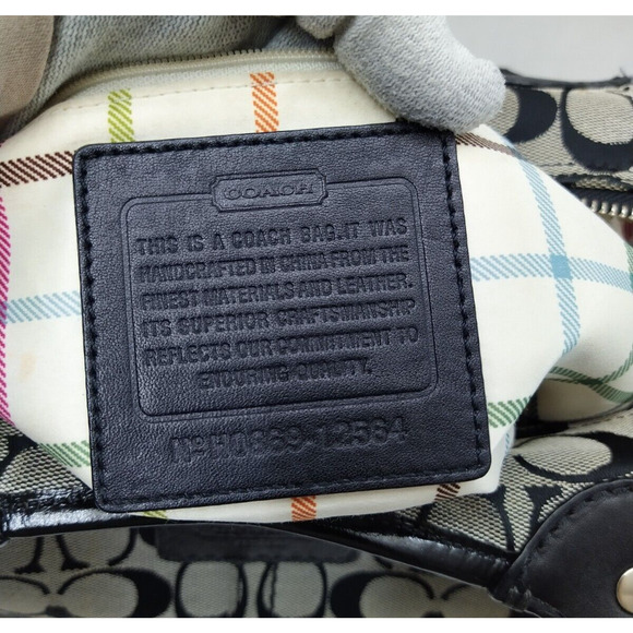 Coach Bleecker Signature Black Canvas Leather Trim Top Handle Tote Shoulder Bag - Picture 12 of 15